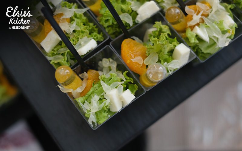 Individual gourmet salad appetizers from Elsie's Kitchen catering menu