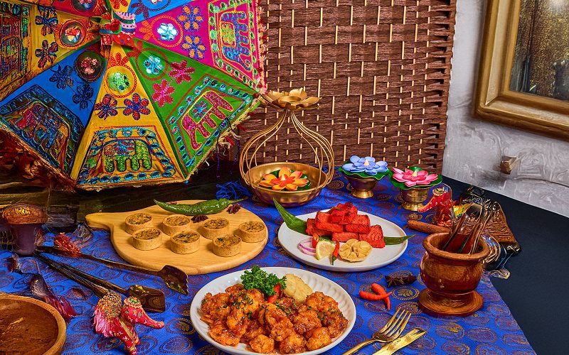 Elsie's Kitchen Deepavali festive food spread and cultural decorations.