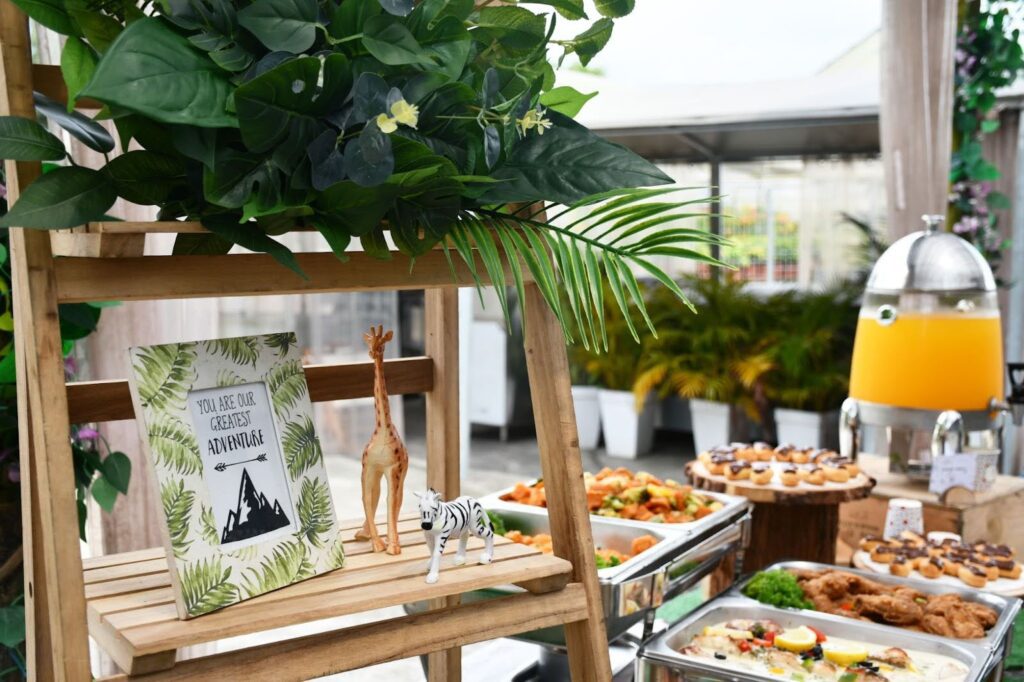 Elsie's Kitchen catering spread for a safari themed party.