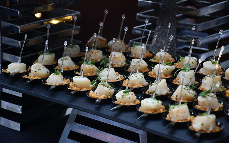Bite-sized catering appetizers aligned with current menu portion trends.