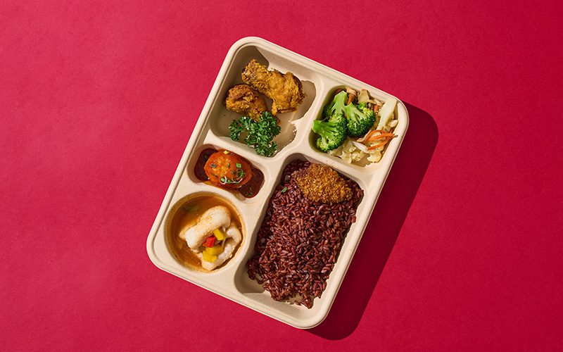 Individual bento box meal option for space-smart apartment parties.