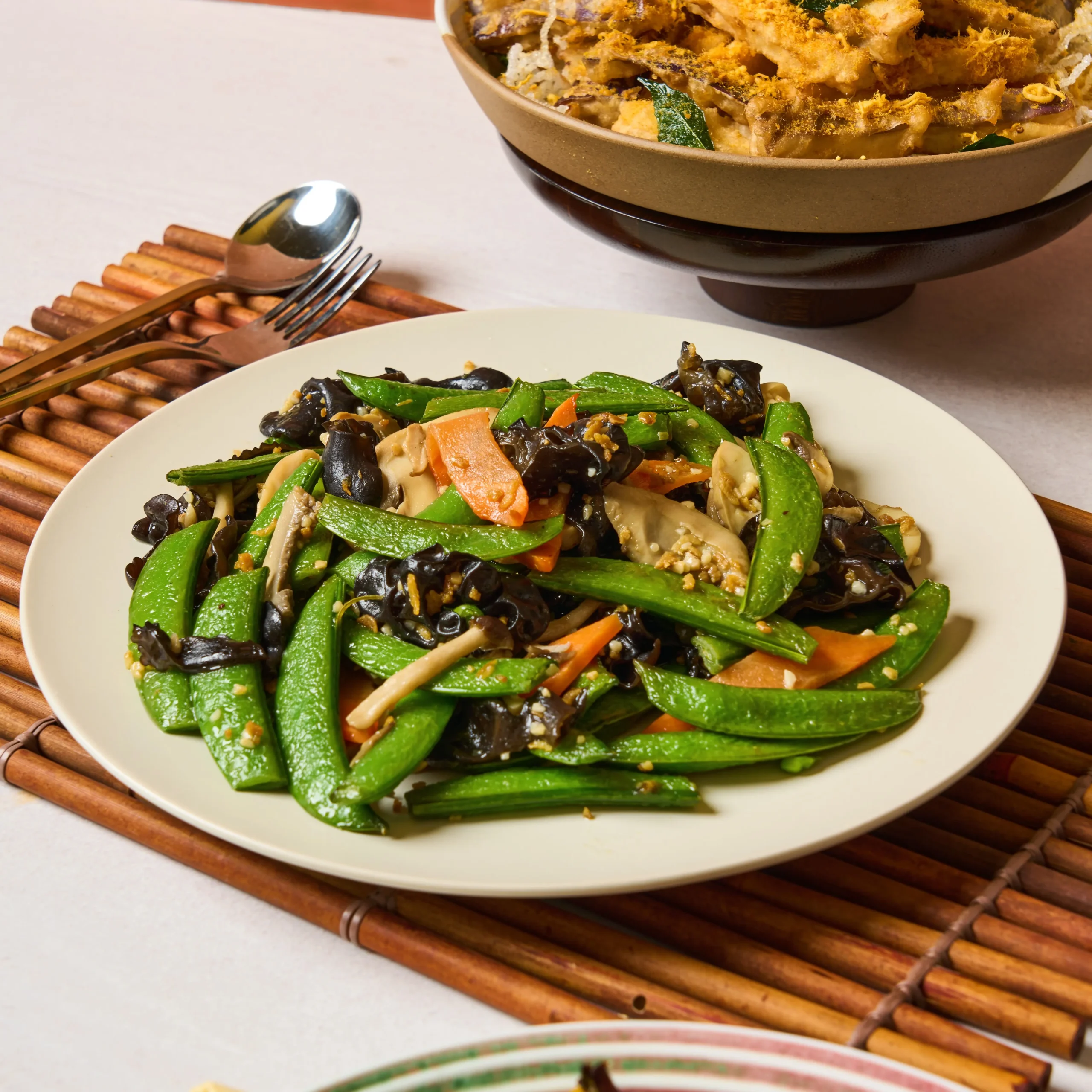 Stir Fried Snap Peas with Crispy Dried Shrimp
