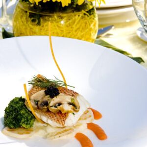 Food served for guests in wedding reception