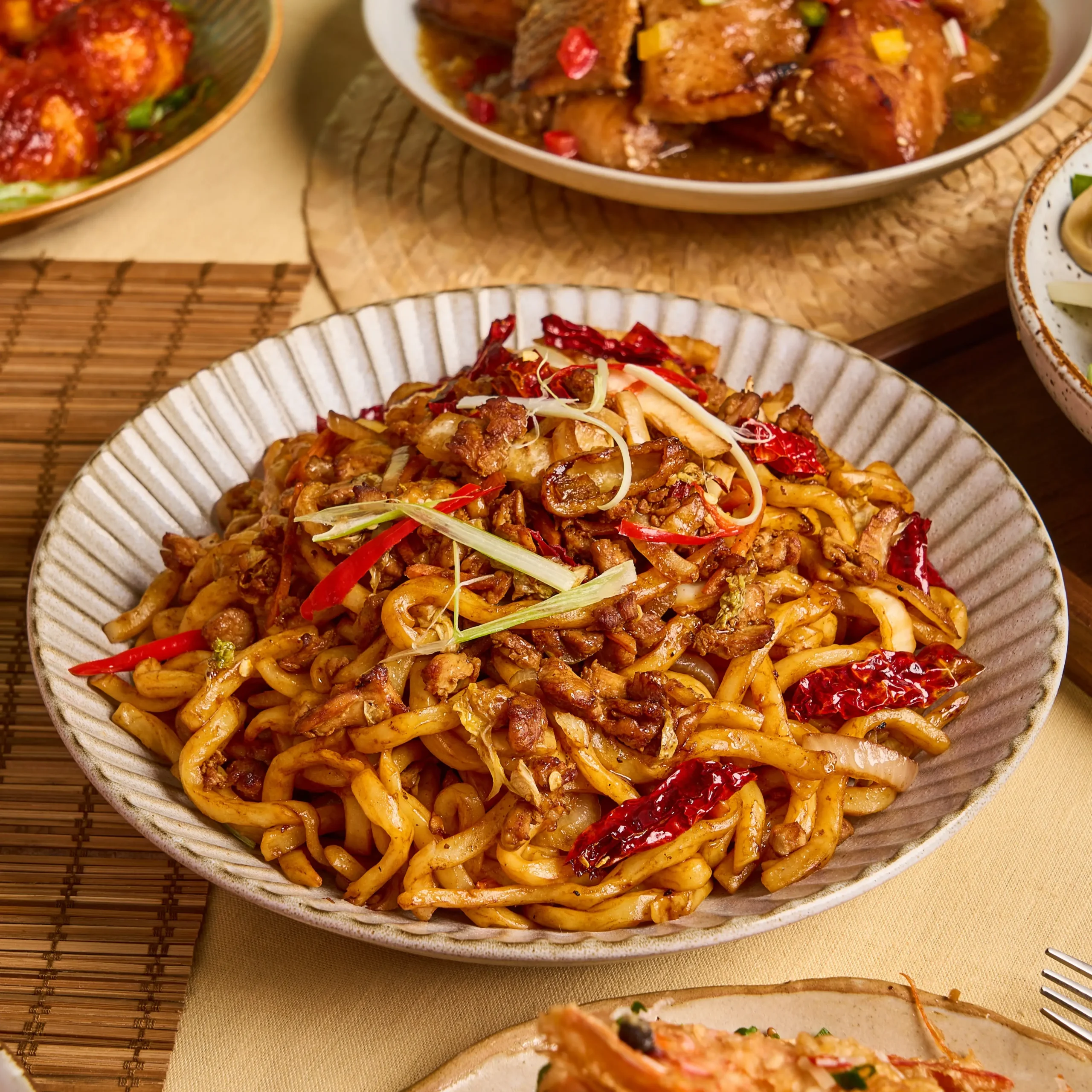 Wok Fried Kung Pao Chicken Udon