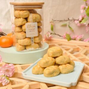 Handmade pineapple tarts in a clear bottle for Chinese New Year