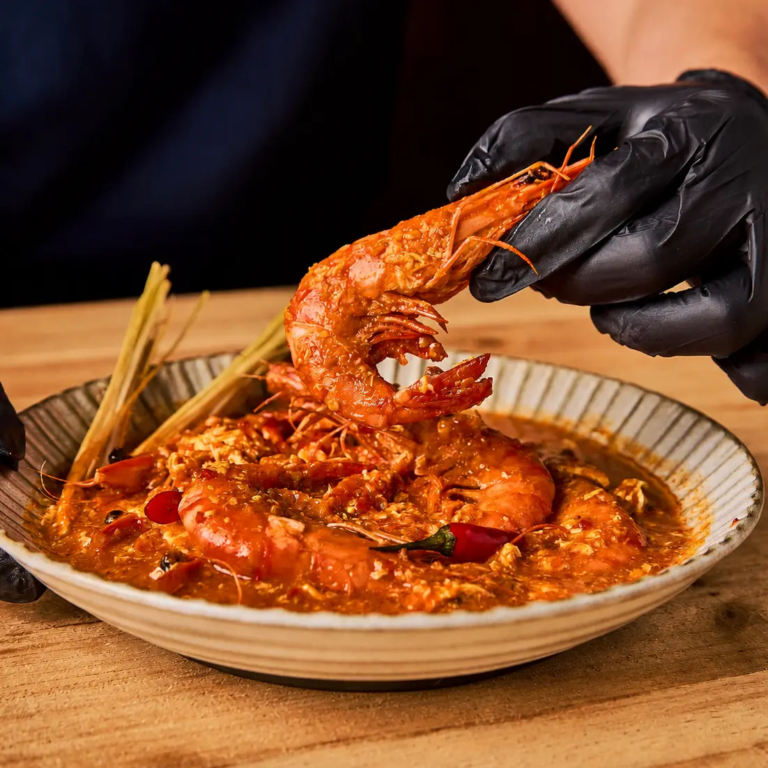 Prawn with Chilli Crab Sauce