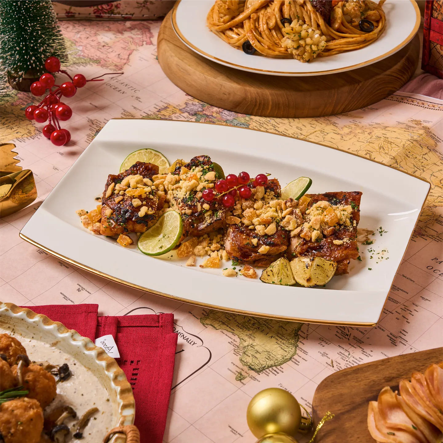 Balsamic Roast Chicken with Peach Cobbler Crumble
