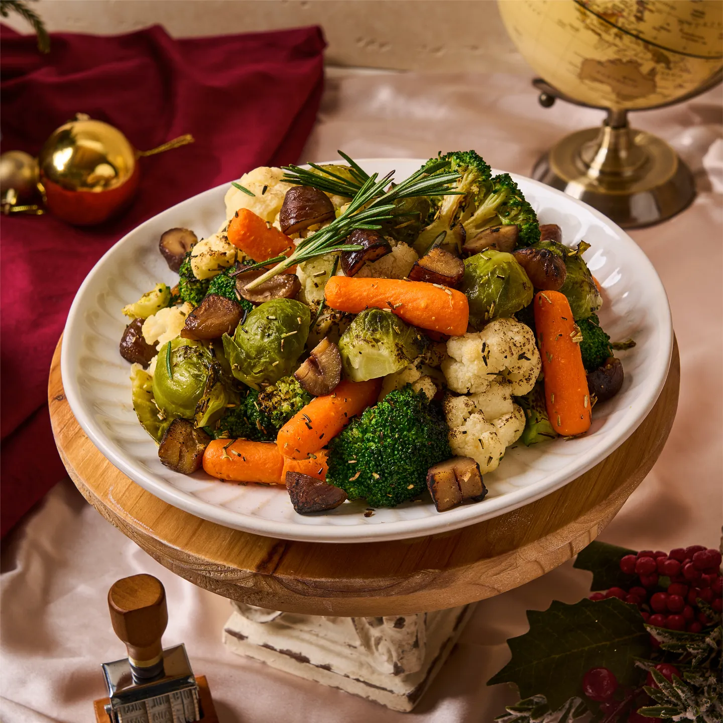 Roasted Winter Vegetables with Rosemary, Brussel Sprout & Roasted Chestnut