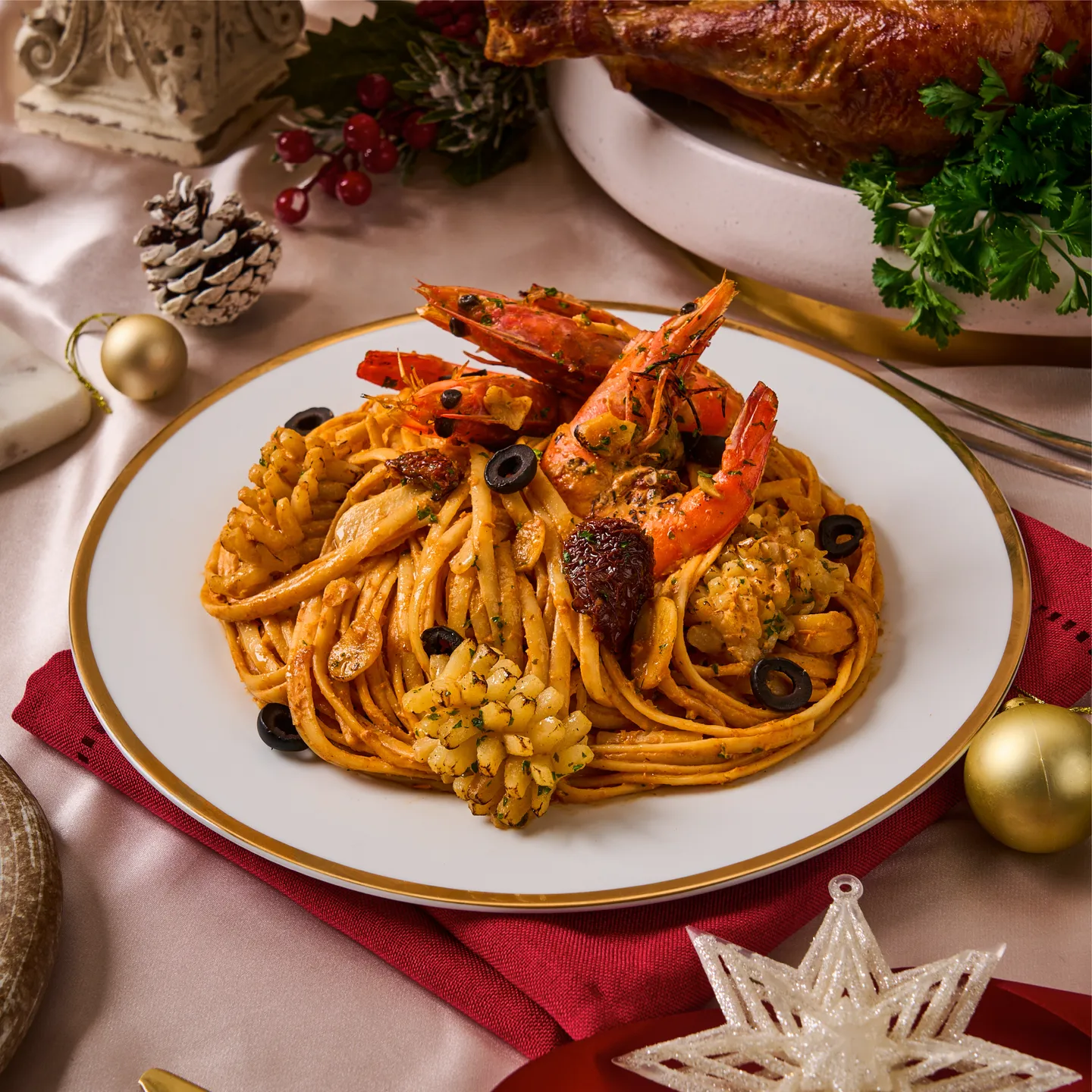 Seafood Linguine with Prawn Bisque and Fragrant Curry Leaf
