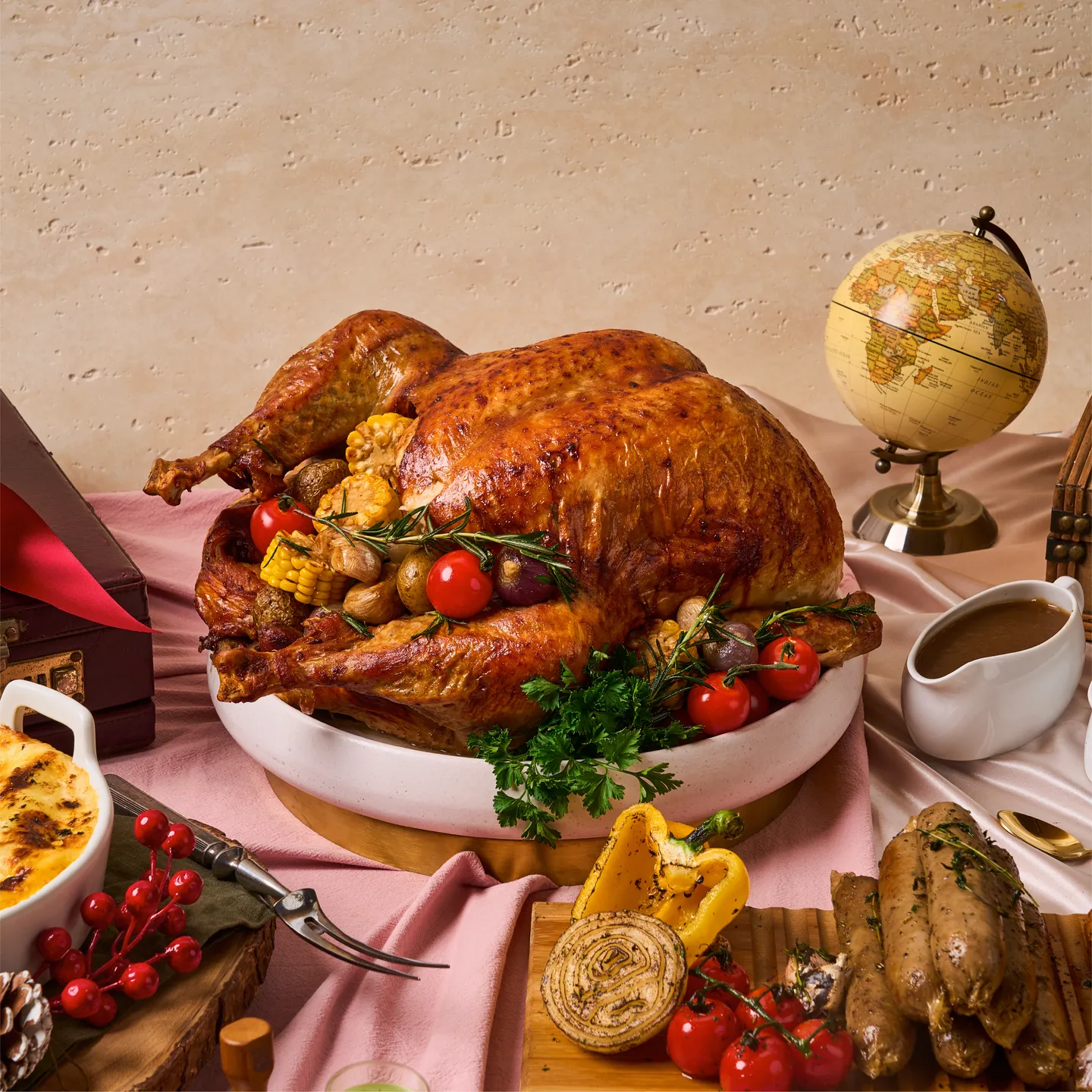 Smoked Paprika & Thyme Roasted Whole Turkey with Cranberry Orange Relish & Natural Turkey Jus