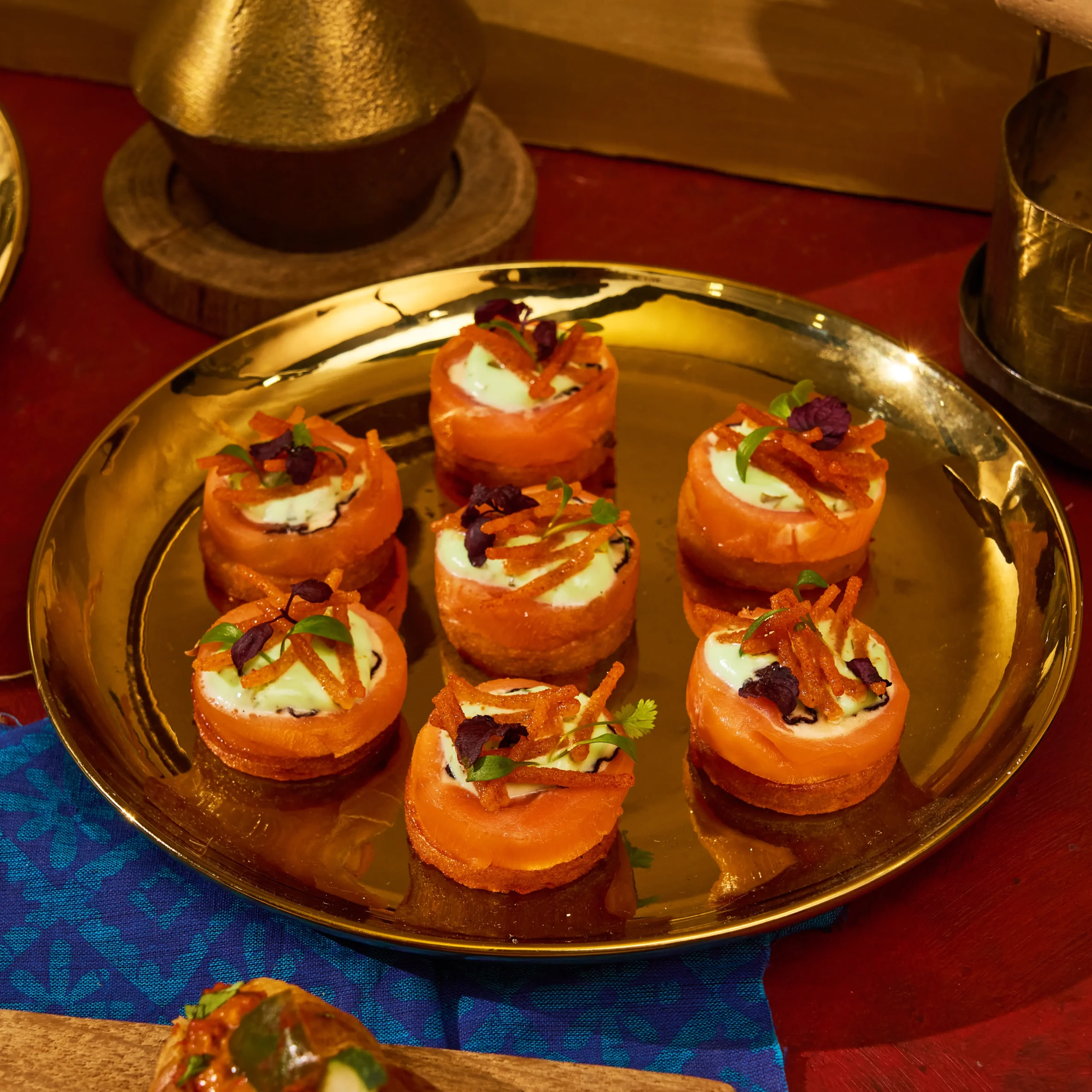Smoked Salmon with Mint Yoghurt Blini