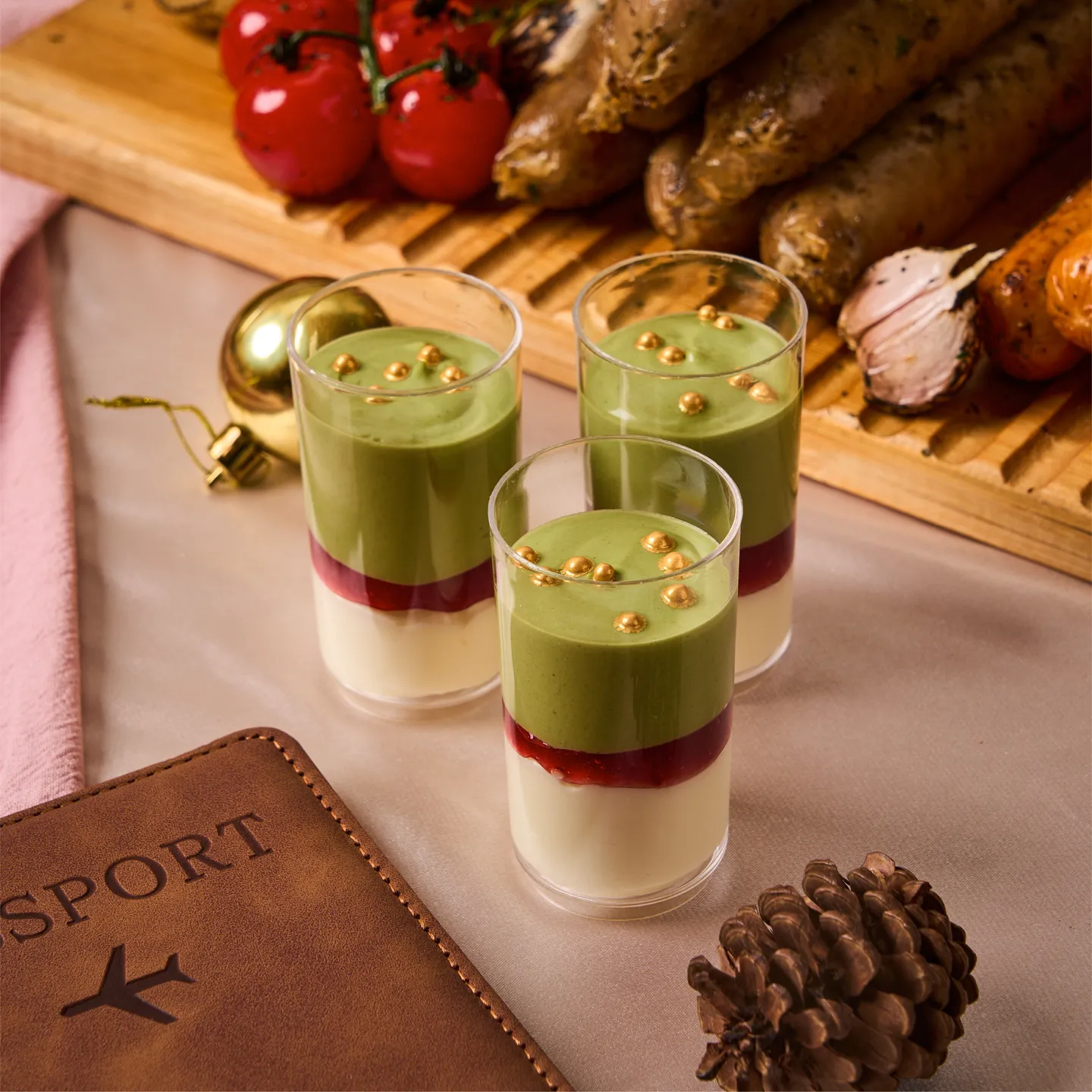Strawberry Matcha Cream Cheese Mousse